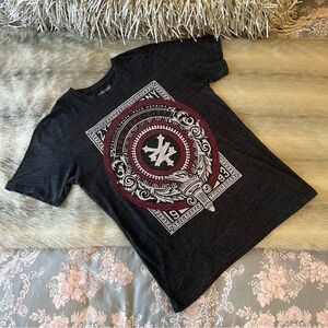 ZOO YORK T-Shirt Crew Neck XL Lightweight Gray Red White Short Sleeve T-Shirt